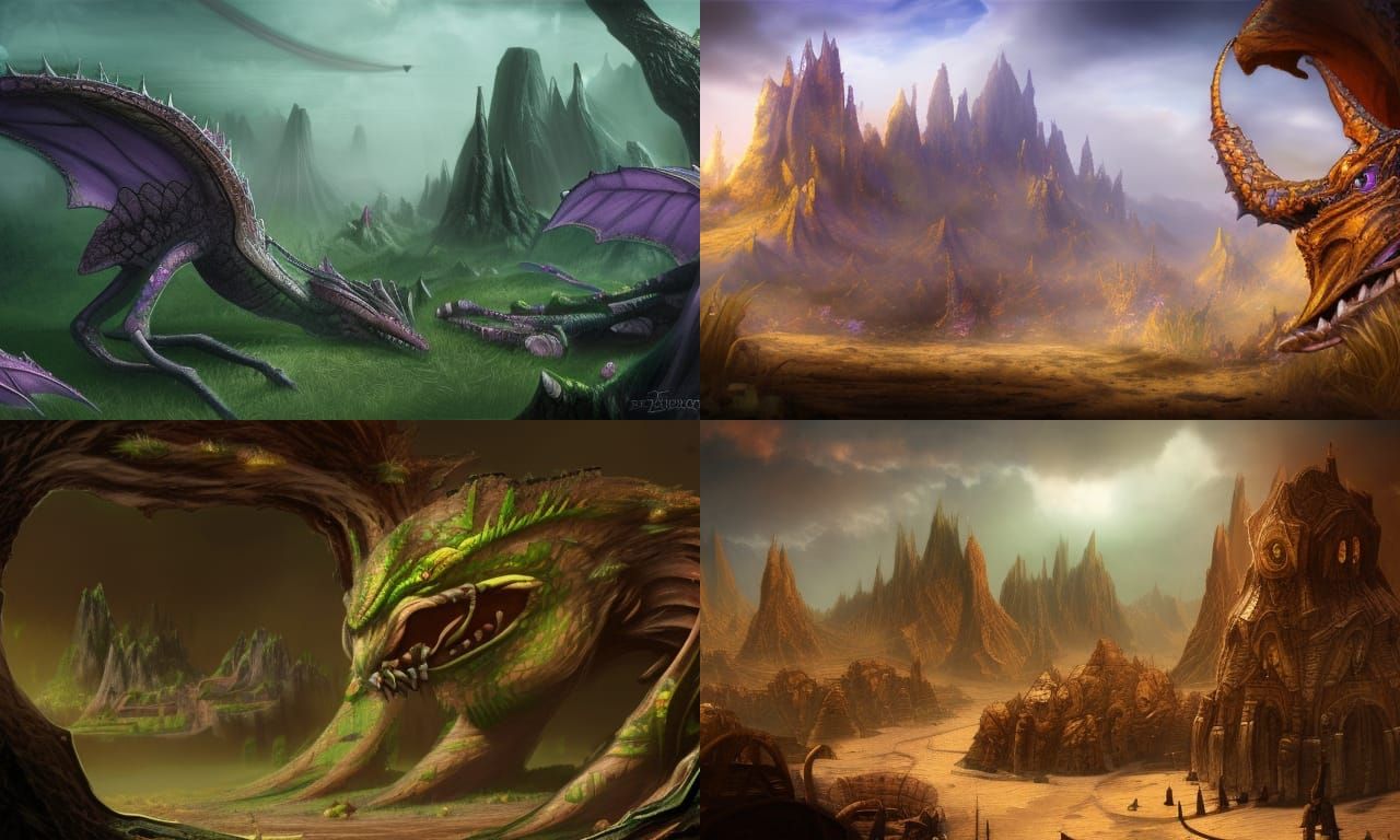 Purple Lizards in Desert: Digital Matte Painting
