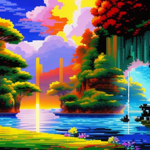Pixel Art Anime Splash Screen in 16-bit Style