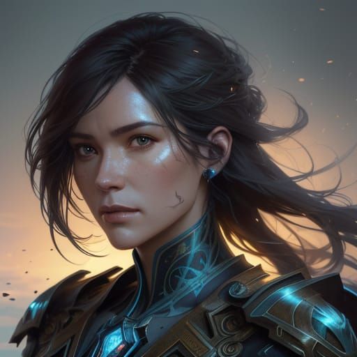 Woman Running Home Concept Art Portrait