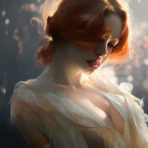 Red-Haired Beauty Portrait in Dynamic Lighting