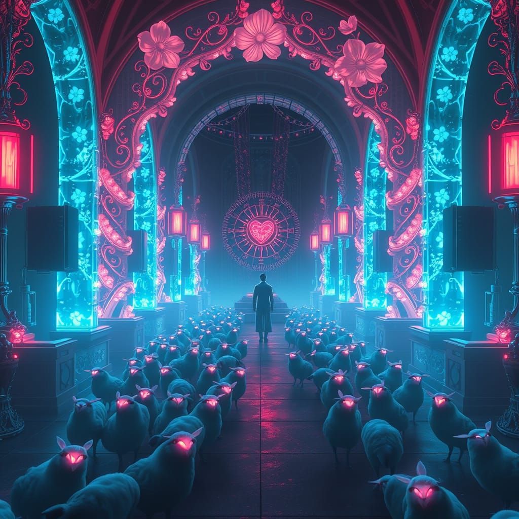 Peaceful God Counting Hearts Under Azure Portico