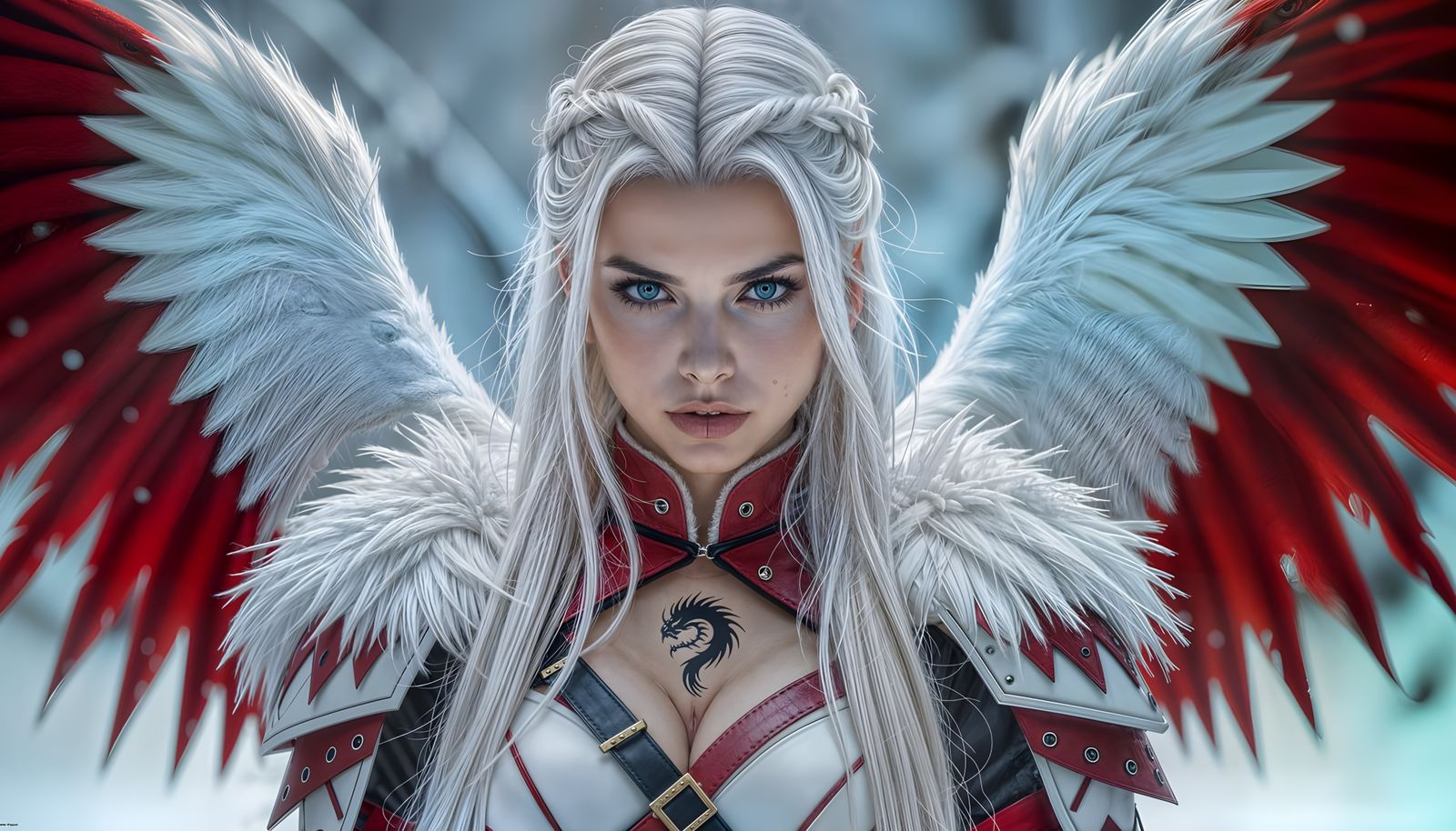 Angelic Dragon Knight in Snowy Forest