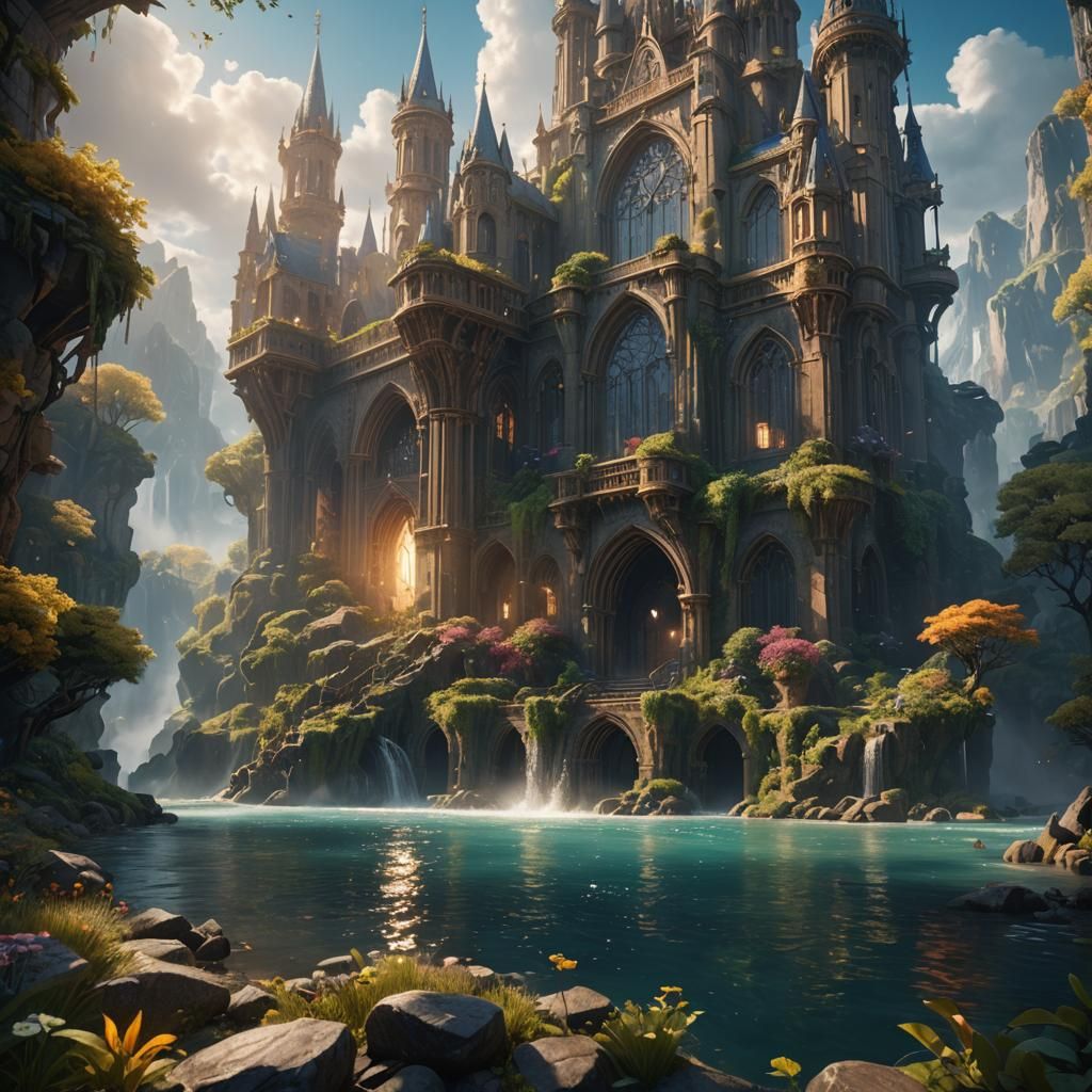 Fantastical Sunday Scene in Detailed Matte Painting