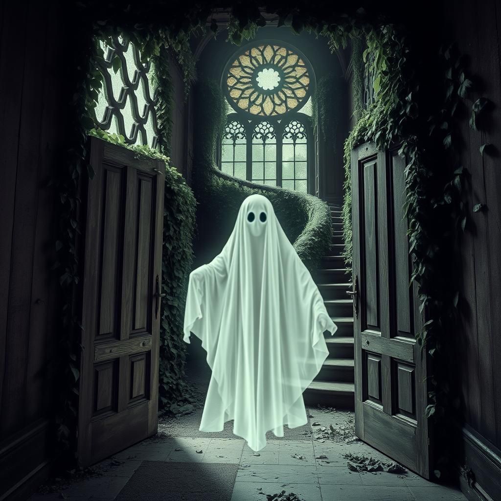 Ghostly Apparition in Decaying Manor
