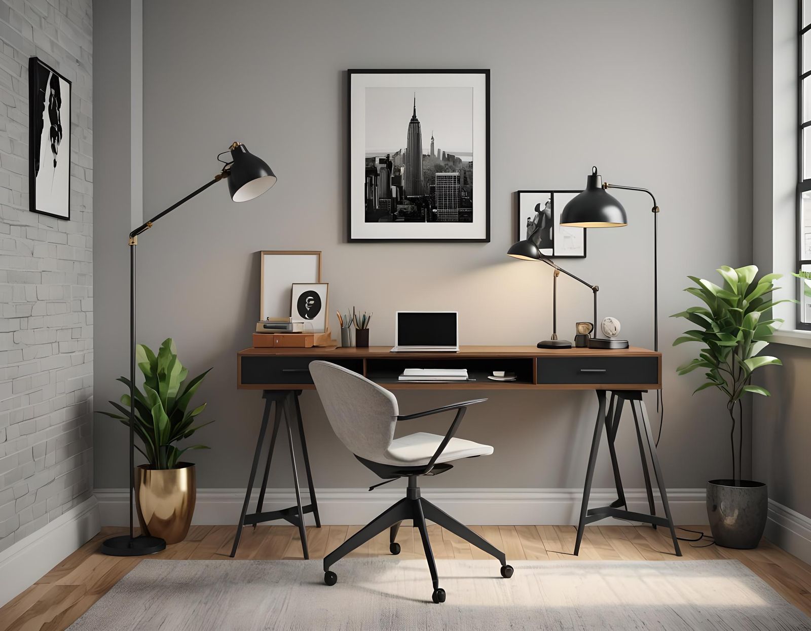 Modern NYC Apartment Homework Study: 3D Rendering