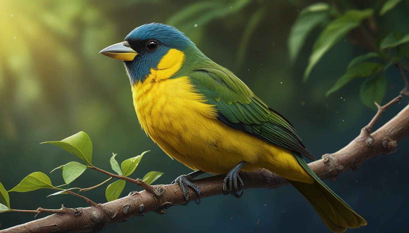 Yellow-Collared Chlorophonia Bird on Branch