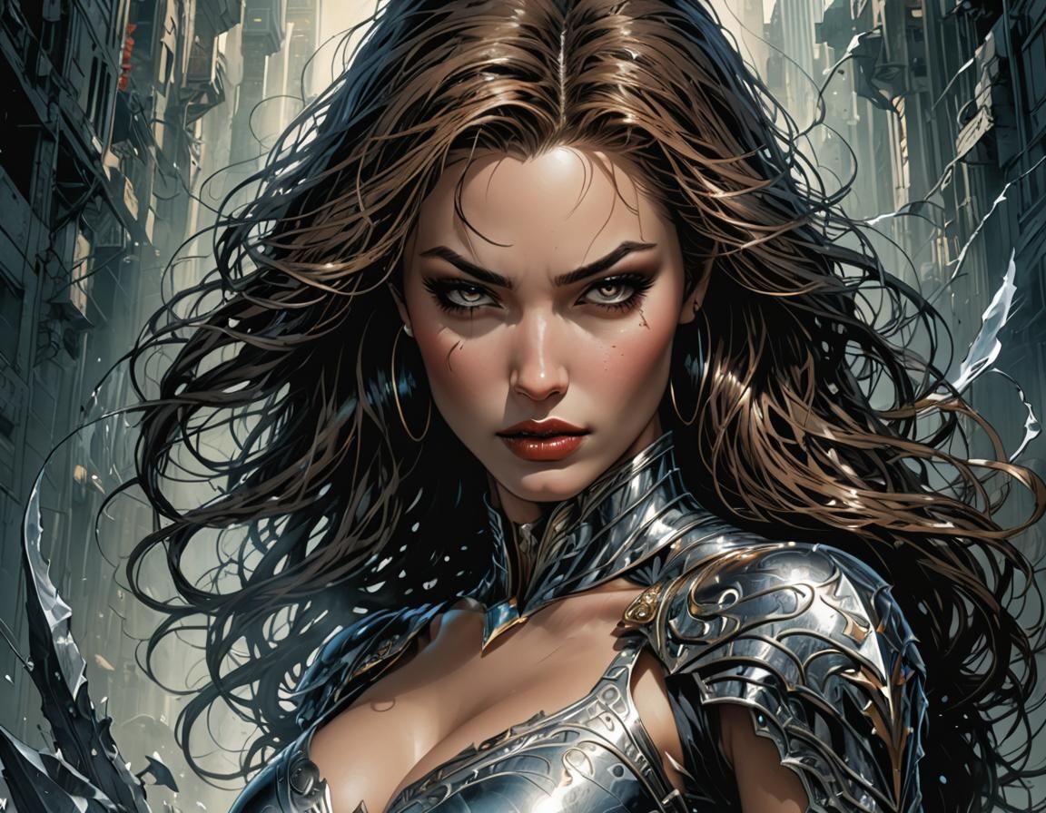 Hyperrealistic Woman in Comic Book Style
