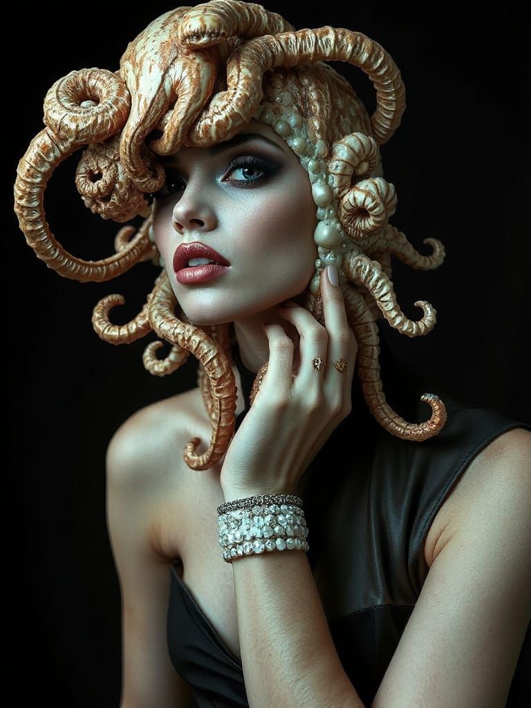 Avant-Garde Woman with Biomorphic Textures