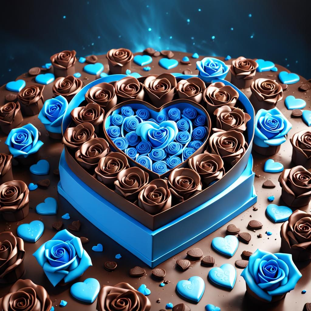 Chocolate Heart Boxes and Blue Roses: Fantasy Art