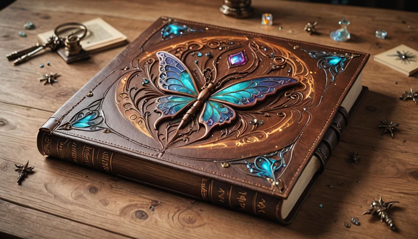 Magical Book with Bioluminescent Fractal Cover