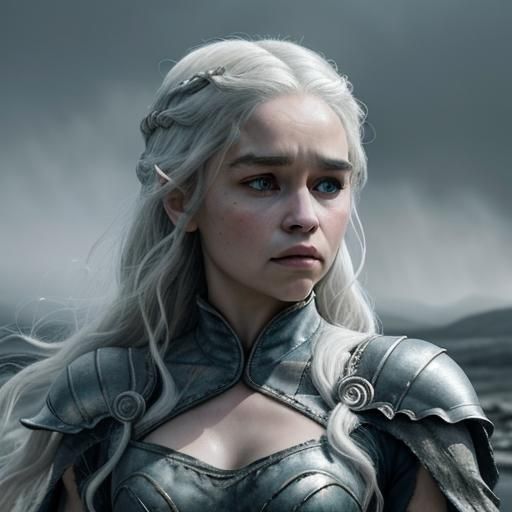 Daenerys Targaryen with Purple Eyes in Cinematic Style