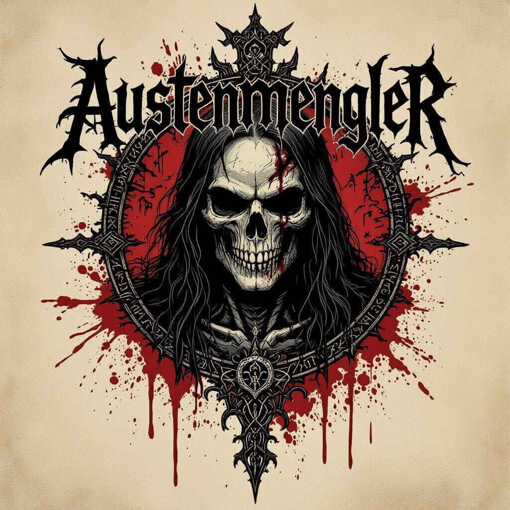 Brutal Death Metal Band Logo with Blood Splatter