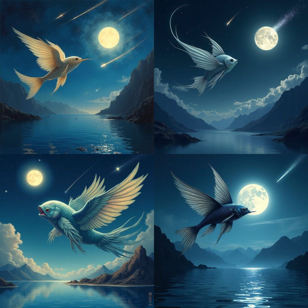 Angel Fish Soars Through the Starry Night Sky