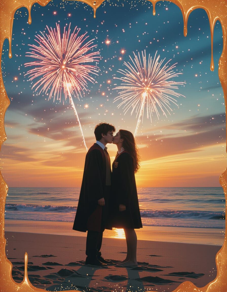 Harry Potter and Ginny Weasley's Surrealist Beach Kiss