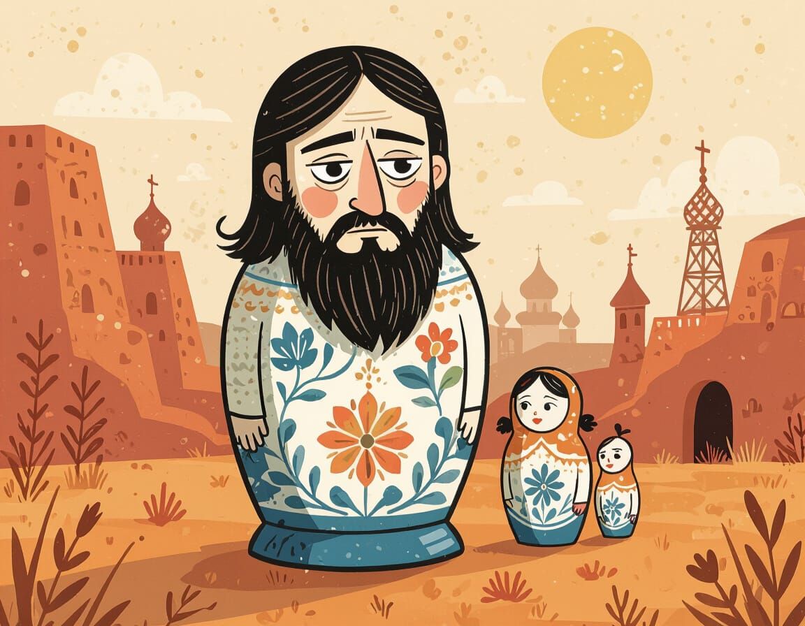 Rasputin Grumpy Stick-Figure Guy Matryoshka Skulks in Empty ...