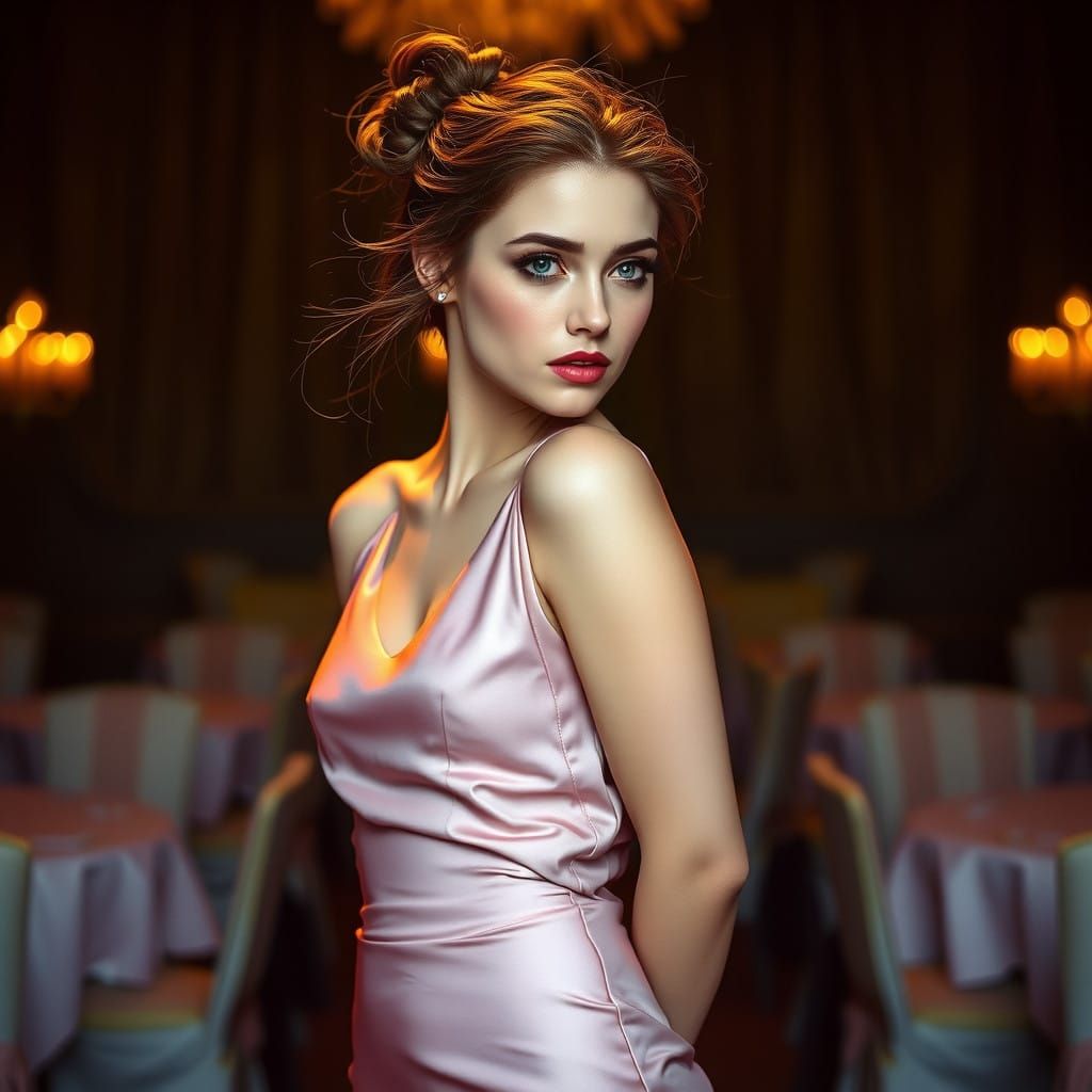 Elegant Woman in Velvet Gown
