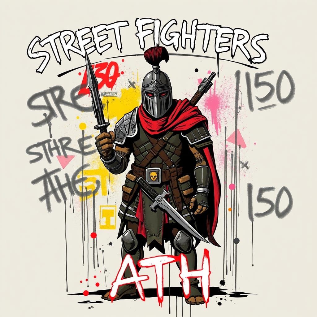 Byzantine Soldier in Urban Armor, Graffiti Art