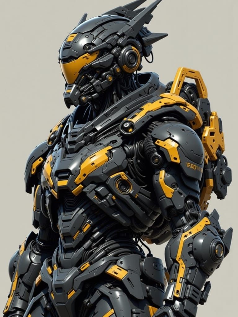 Anime Cyborg Woman in Three-Point Landing Pose