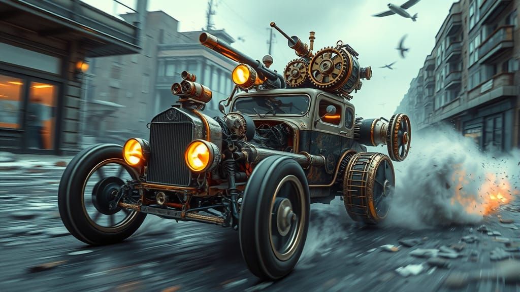 Steampunk Hotrods Race Through Urbex Streets