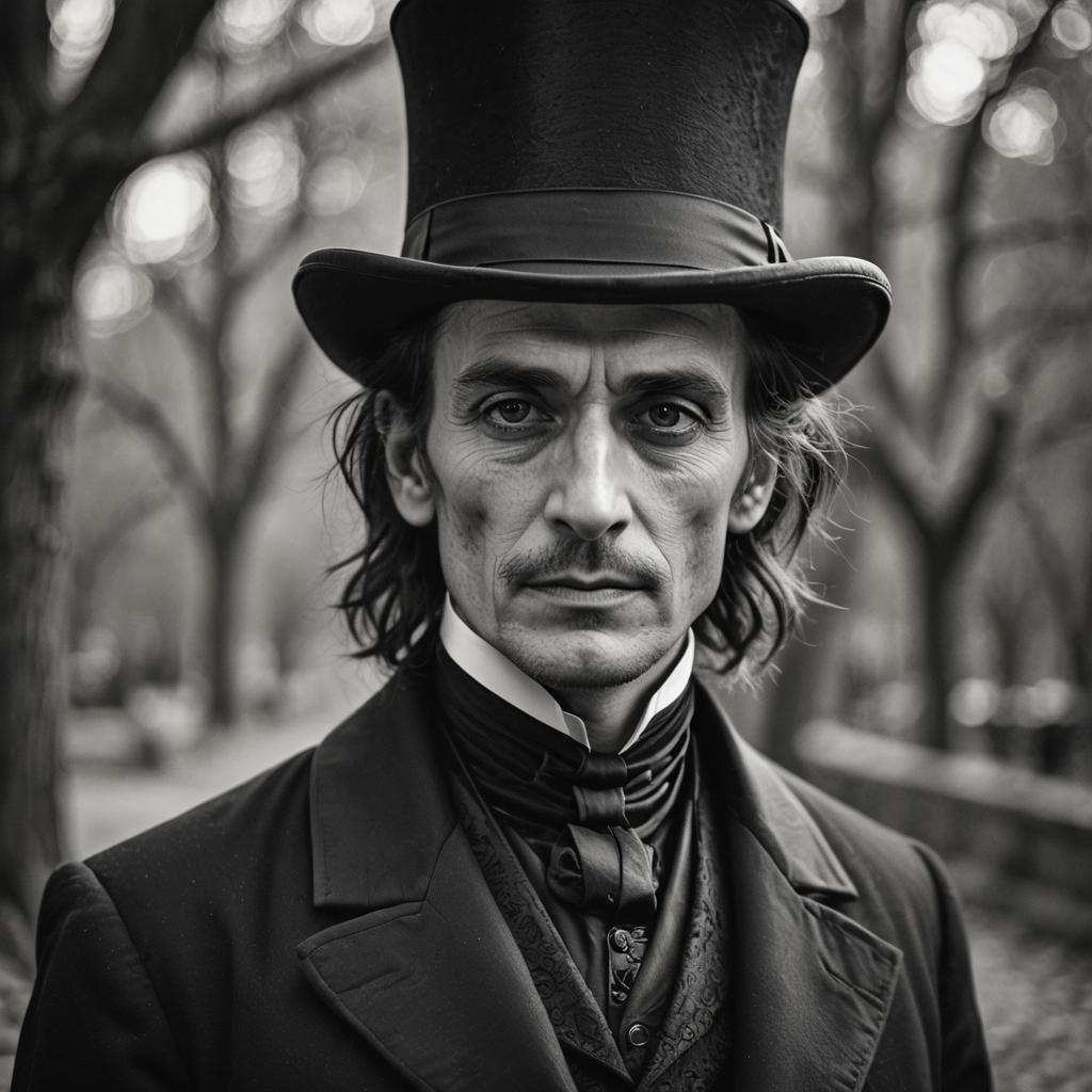Haunting Gothic Portrait of Victorian Man in Black and White