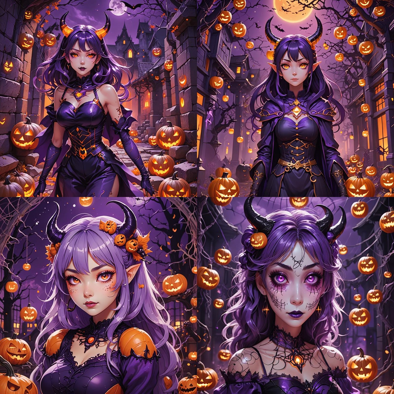 Cute Devil Woman in Manga Style, Halloween