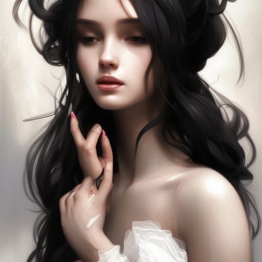 Girl in Wedding Gown: Hyperdetailed Portrait