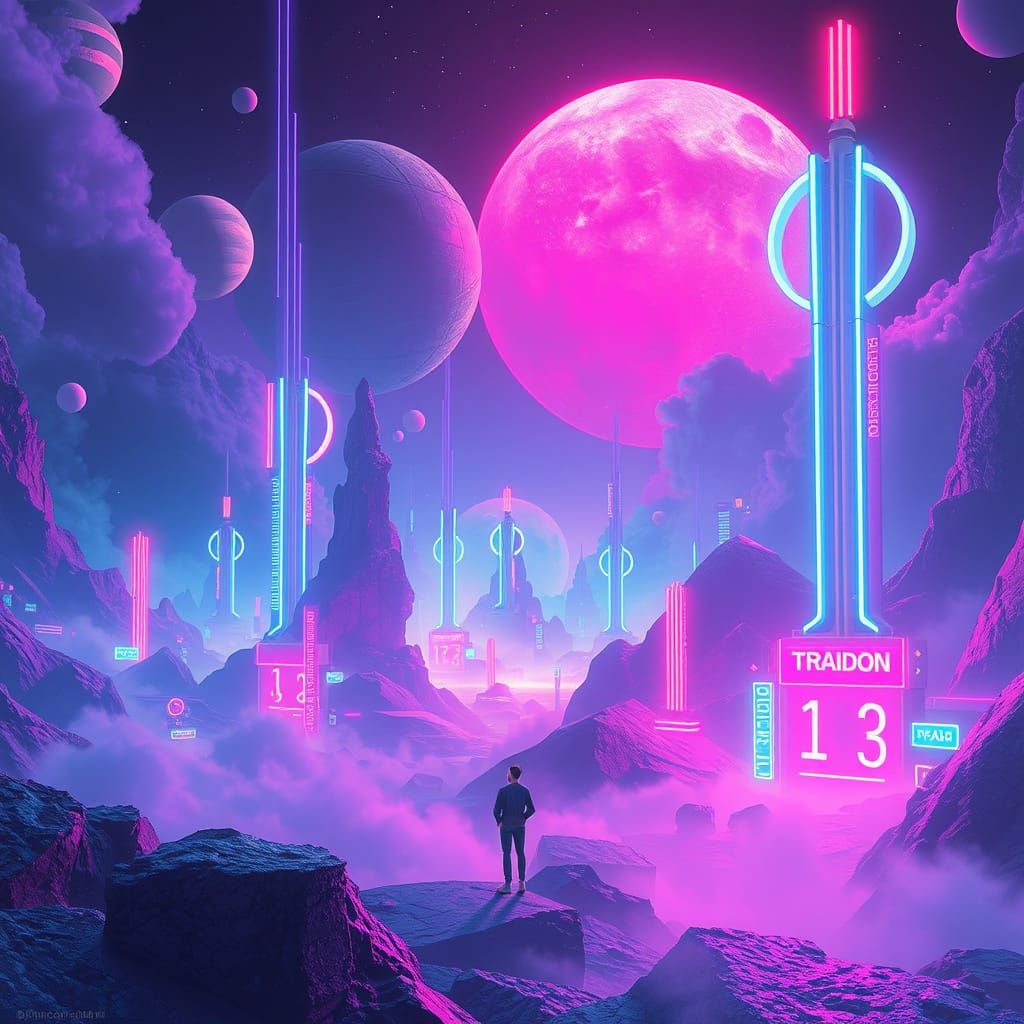 Vibrant Futuristic Dreamscape in Neon Lights