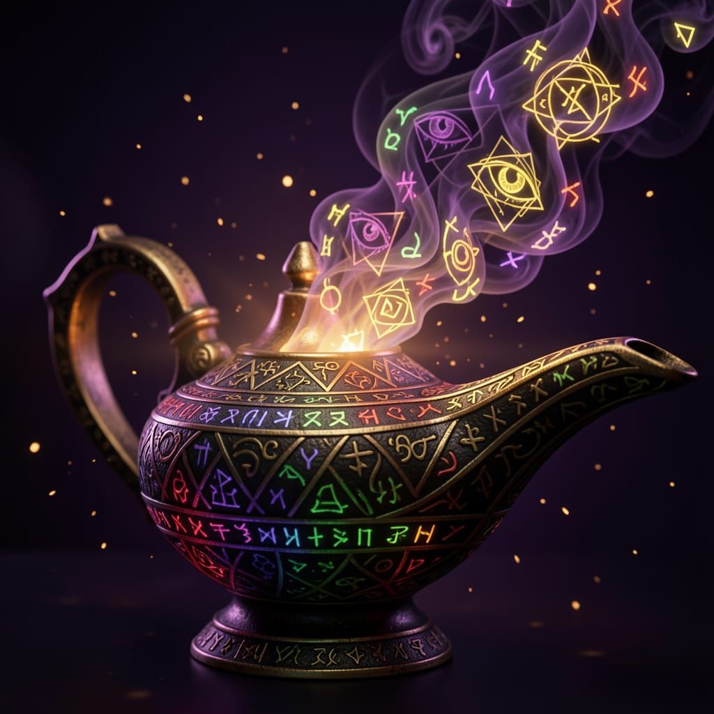 Ancient Genie Lamp Radiating Arcane Power