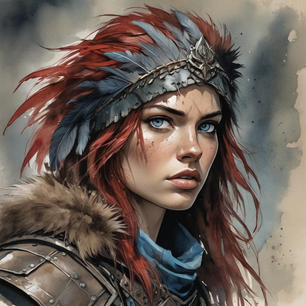 Teen Barbarian Portrait in Dark Fantasy Style