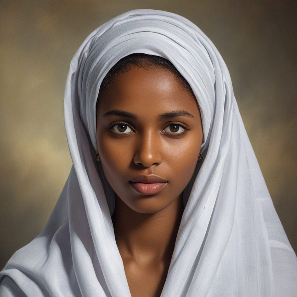 Somali Woman Portrait in Rubens Oil Painting Style