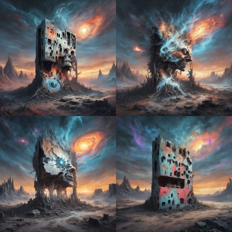 Crumbling Playstation Monument in Cosmic Landscape