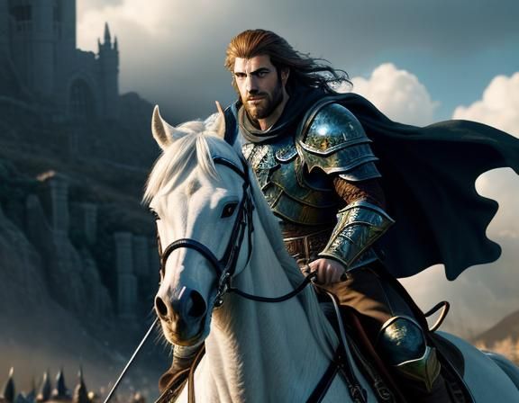 Detailed Paladin Portrait on Battlefield in HDR