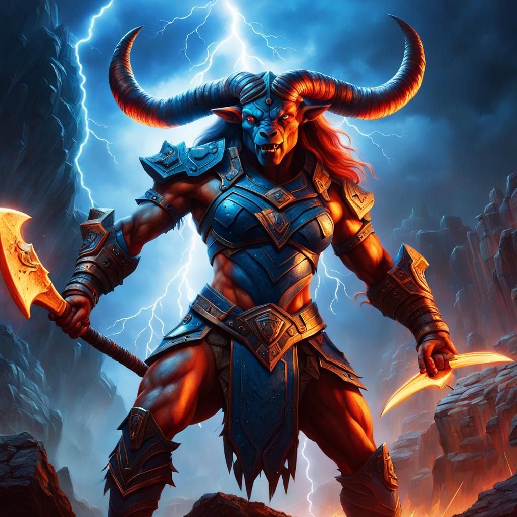 Giant Minotaur in Alien Arena with Lightning Axe