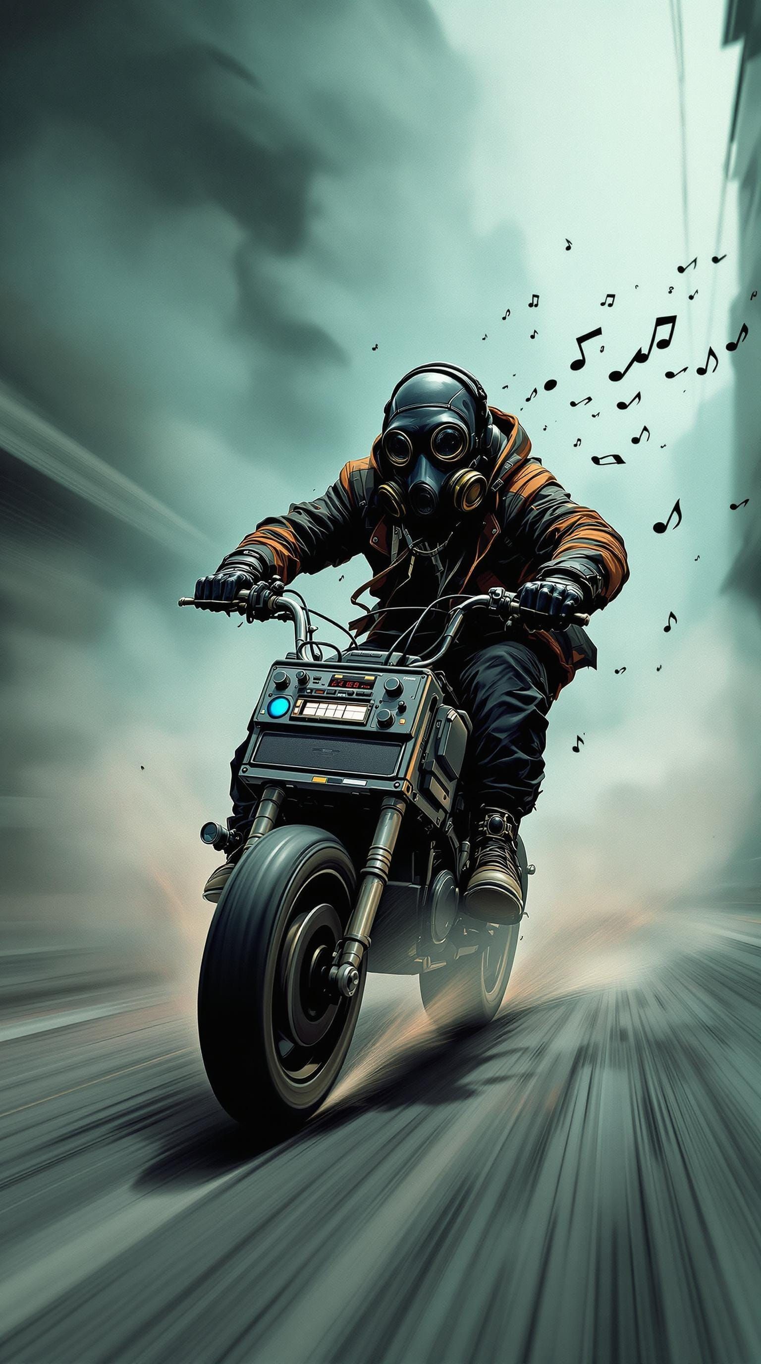 Retro Futuristic Hip Hop Hero Rides Sonic Steed