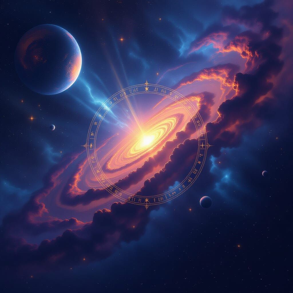 Cosmic Astrology Landscape in Detailed Matte Painting Style
