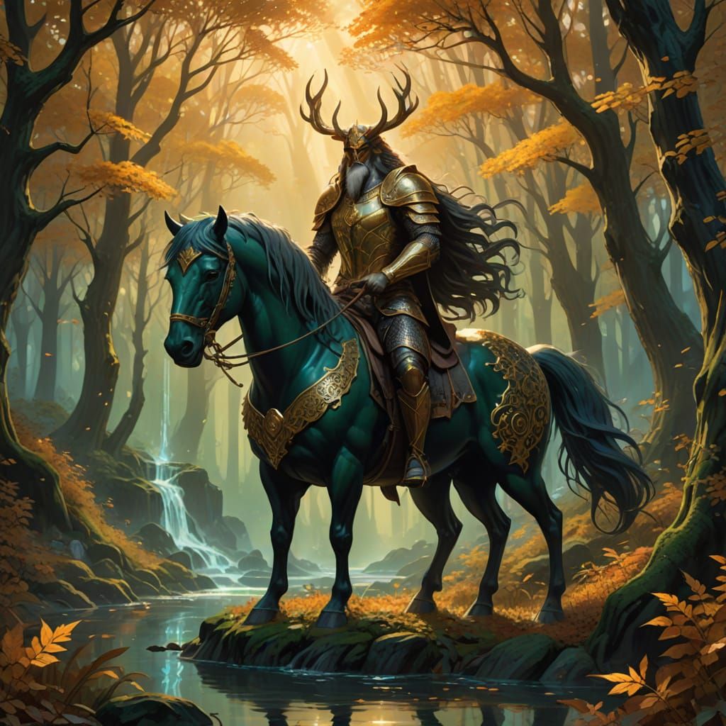 Epic Cyberpunk Centaur Guardian of the Sacred Forest
