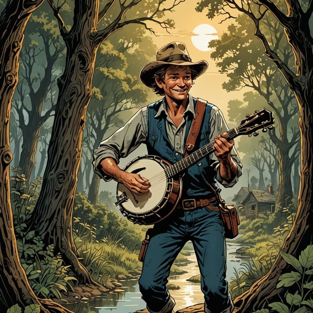 Tom Sawyer Banjo Comic Book Art