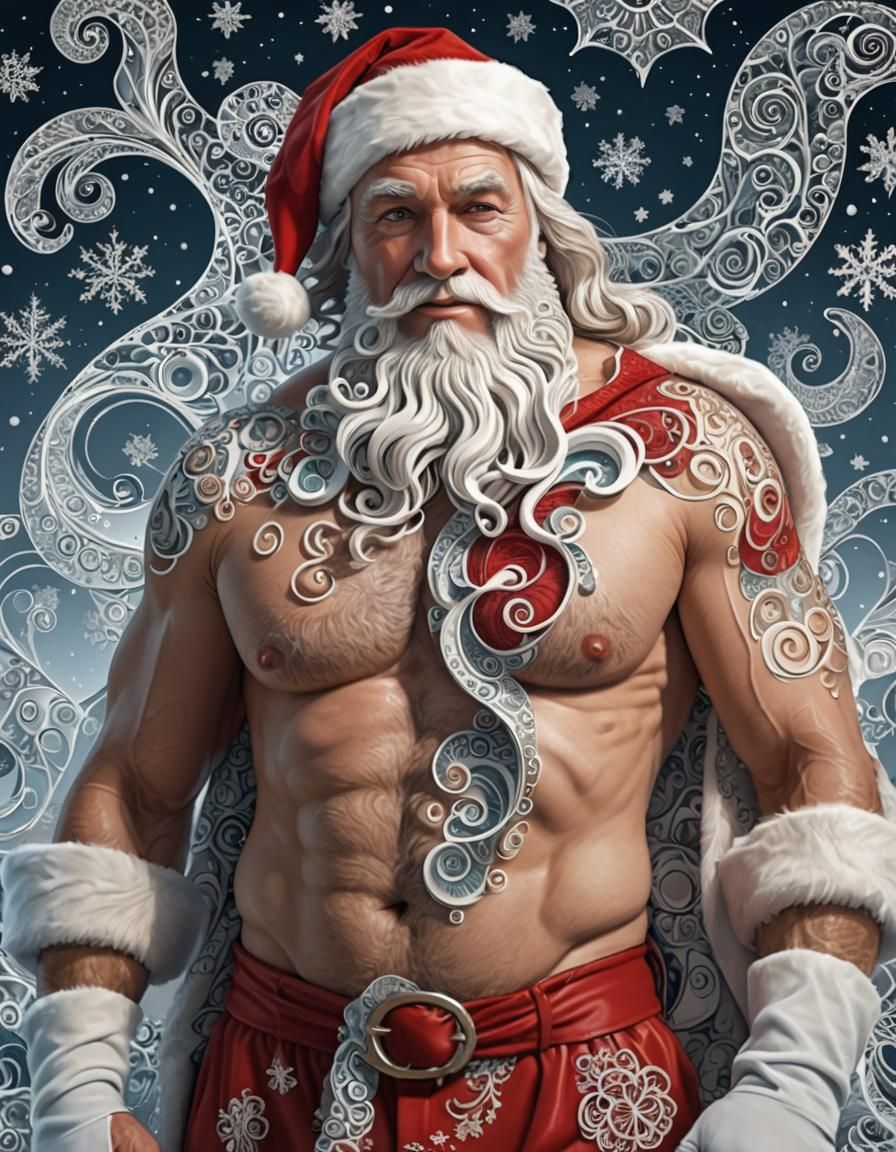 A shirtless very handsome and Sext version of Santa Clause a...