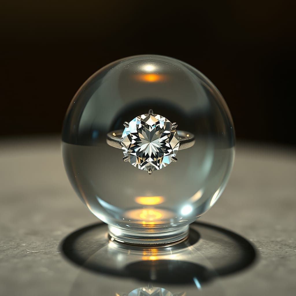 Diamond Ring in Glass Sphere: Dutch Master Style