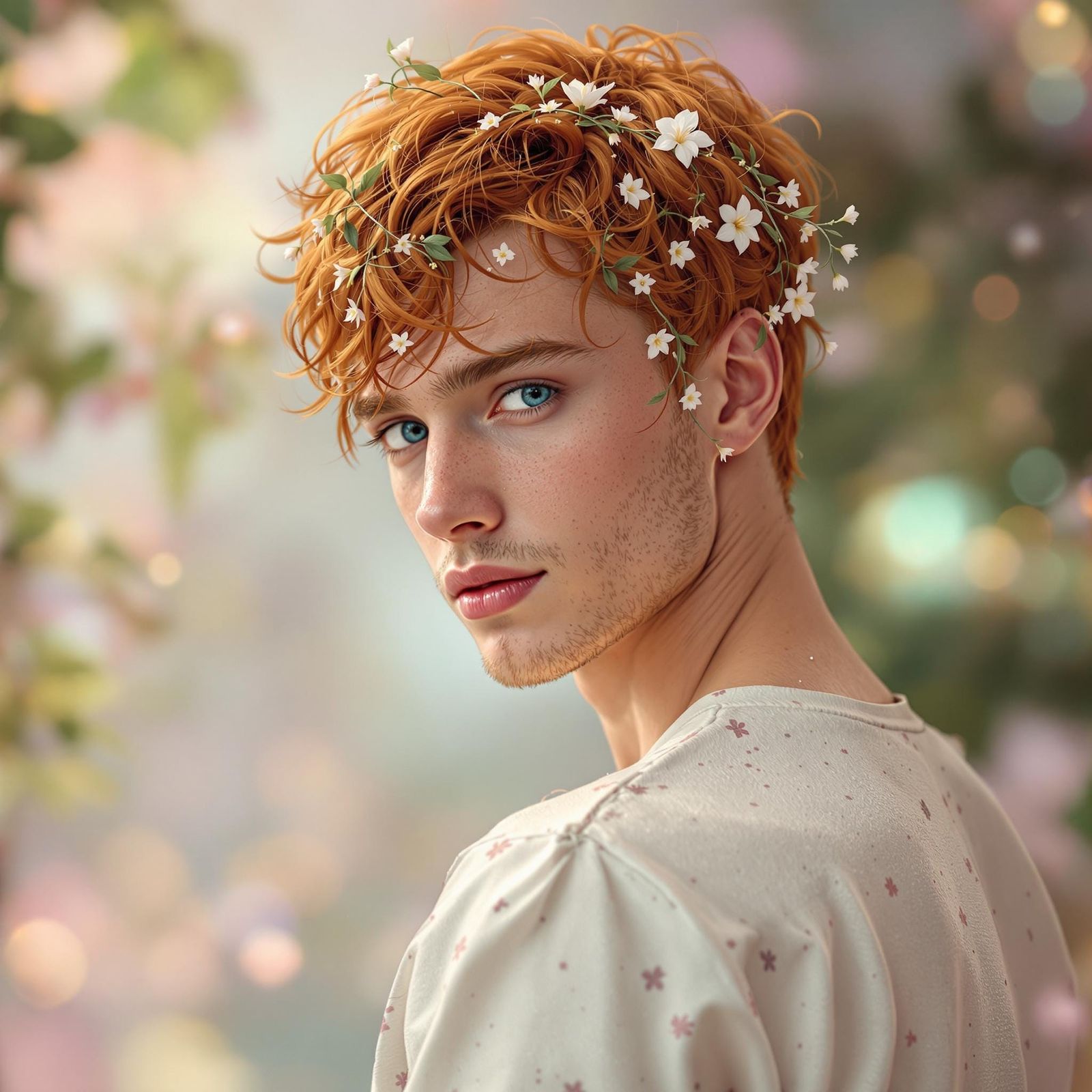 Ginger-haired Man Looks Back: Hyperrealistic 3D Render