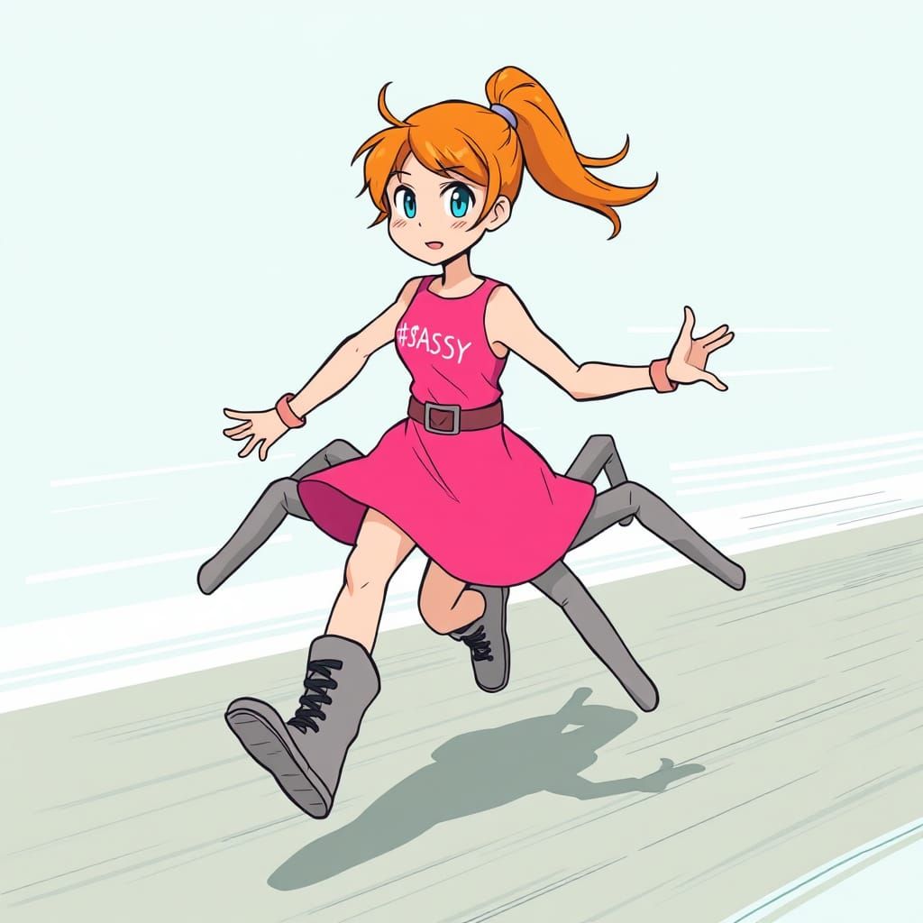 Cartoon Woman Running at Superhuman Speed