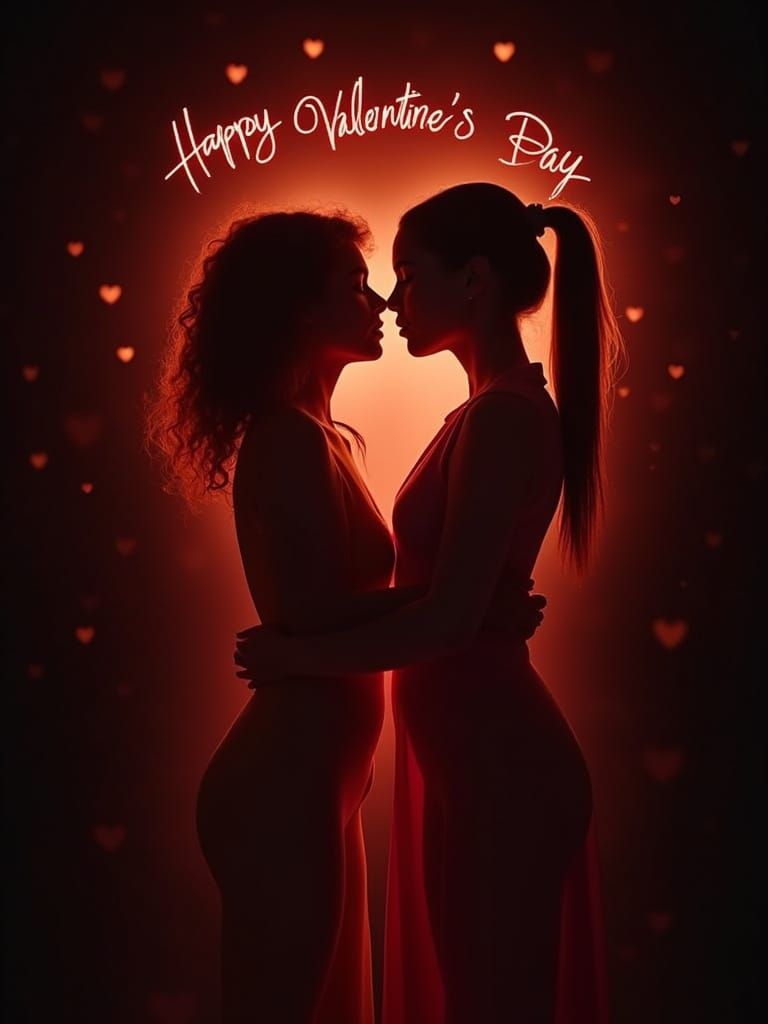 Loving Embrace on Dark Valentine's Day Card
