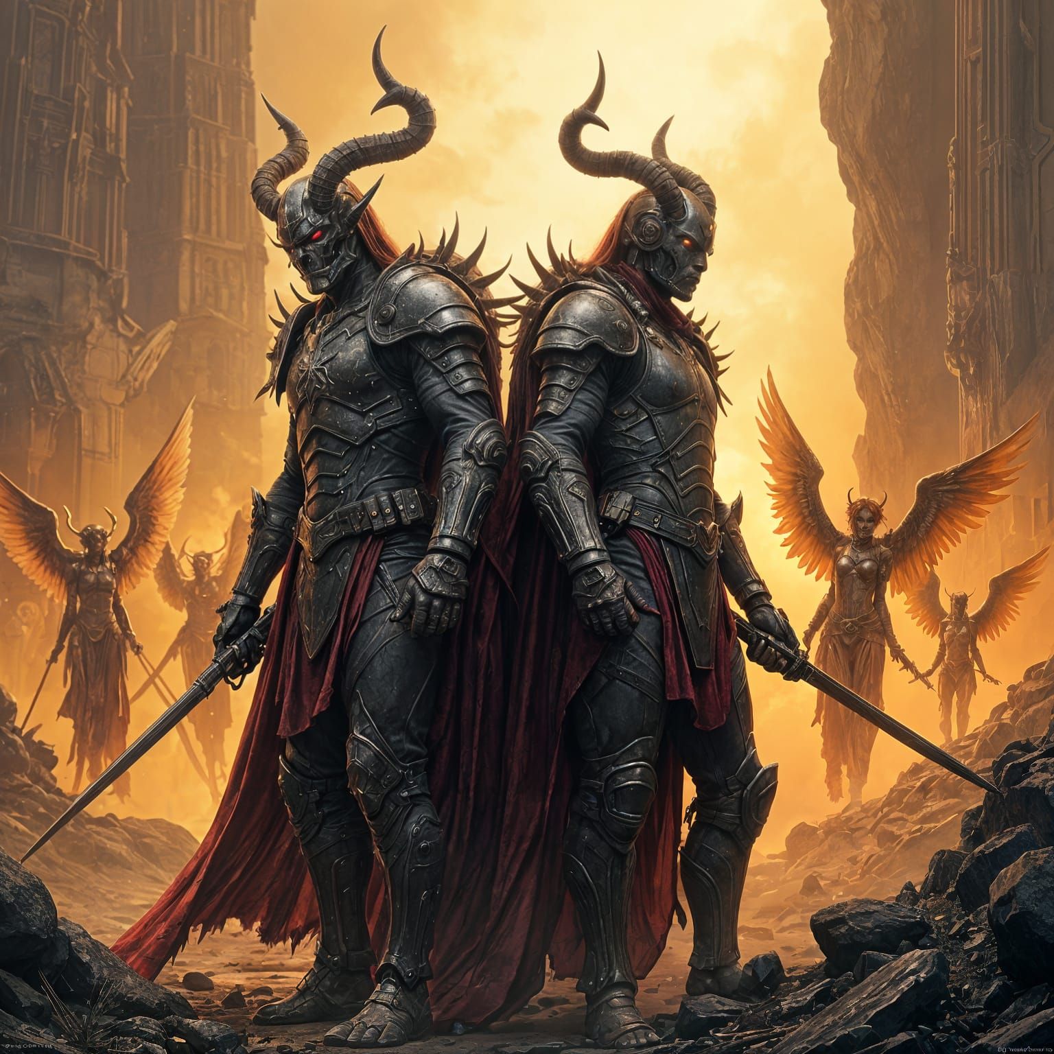 Demons' Last Stand Against Angels, Dark Fantasy Art