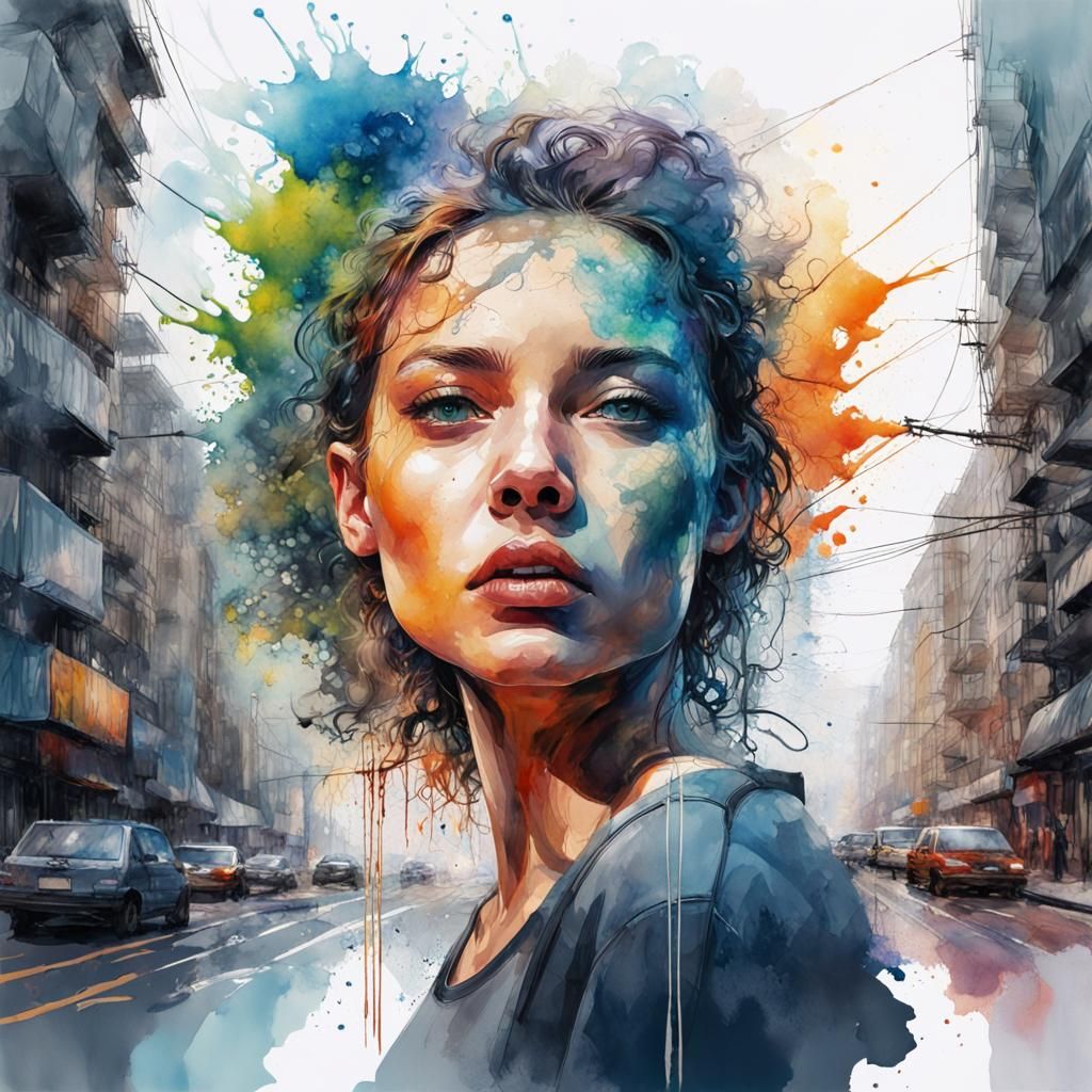 Double exposure merging of nature and cityscapes