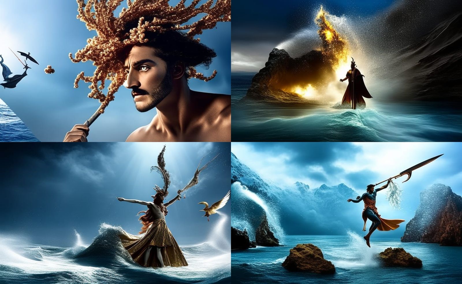Poseidon, God of the Sea in Fantastical Surrealism