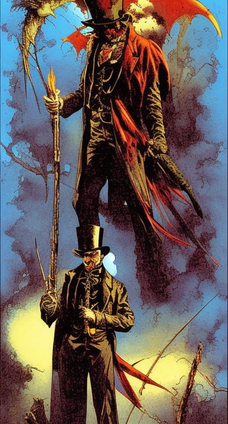 Victorian Vampire Hunter in Comic Art Style