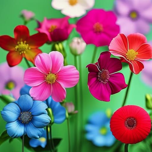 Vibrant Spring Flowers Still Life: Realistic Digital Art