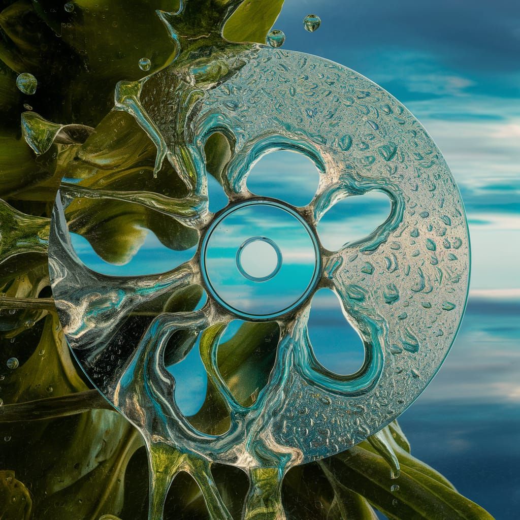 Macro Photograph of CD with Water Droplets