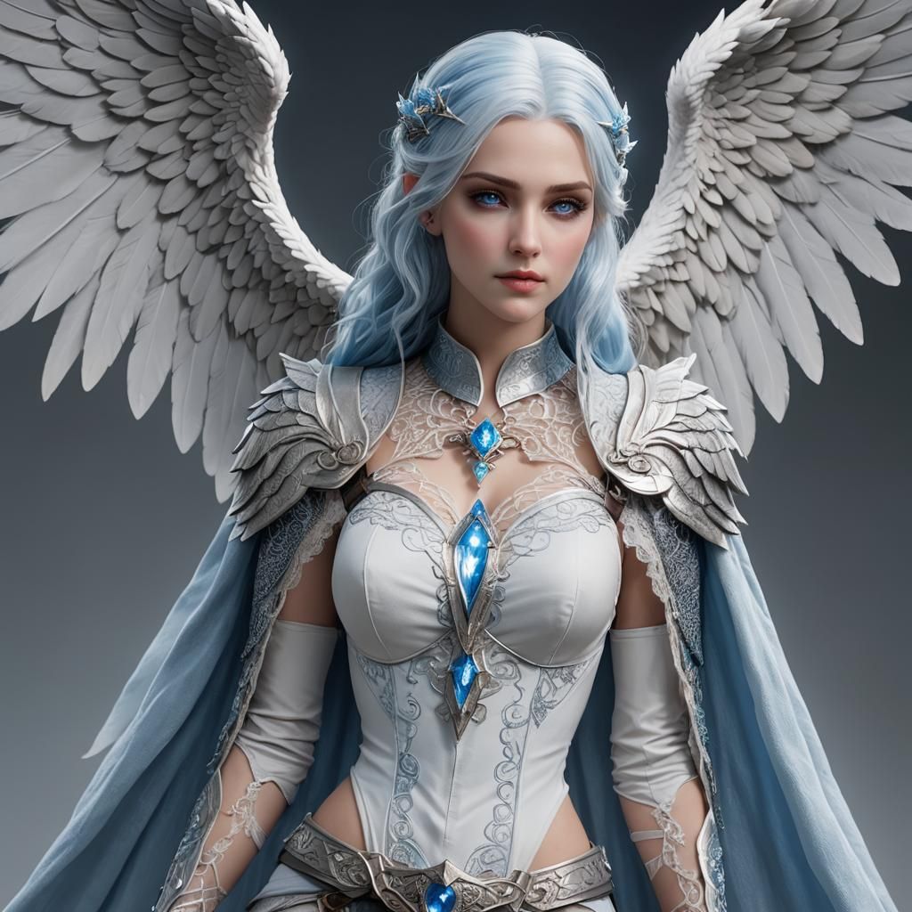 aasimar lady in light armor