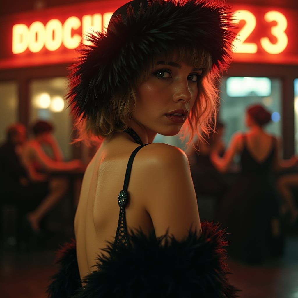 Flapper Portrait in Dadaist Street Art Style